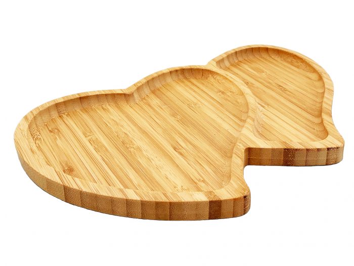 Bamboo Serving Platter, Double Heart