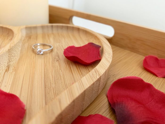 Bamboo Wooden Serving Platter, Double Heart