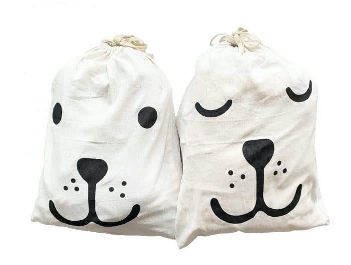 Pack of 2 Large Laundry Bags with String Ziplock (60 x 45cm), Dual Washable Heavy Duty Drawstring Cotton Bags