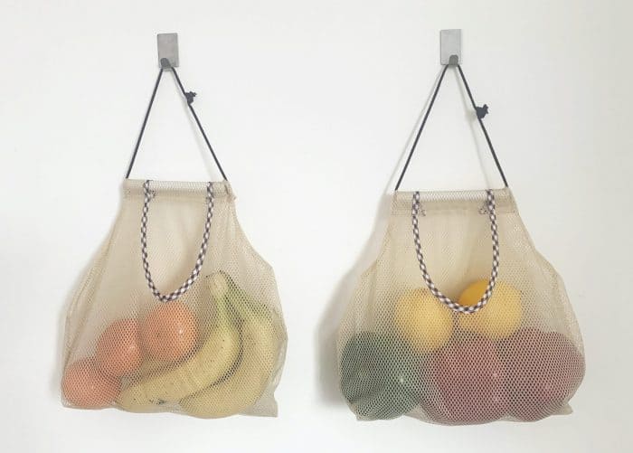 Pack of 2 Hanging Mesh Storage Bags -  Durable Fruit and Veg Basket Bags