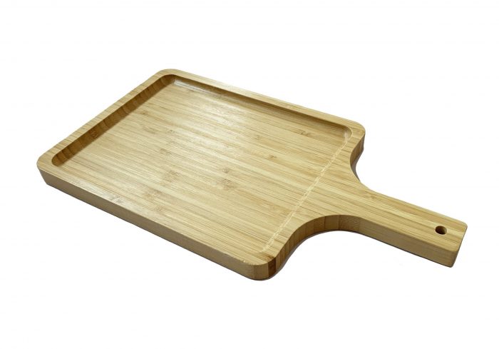 Bamboo Wooden Serving Board for Cheese Platters Tapas Dishes - Food Serving Tray with Handle