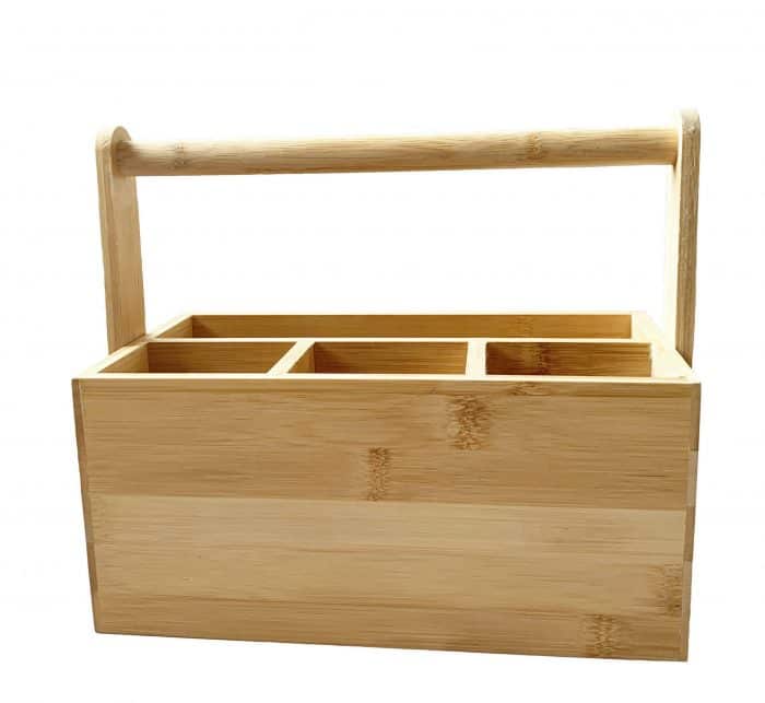 Natural Bamboo Wooden Utensil Holder Kitchen Caddy Organiser