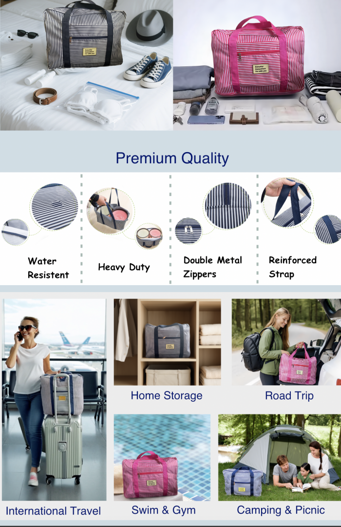 foldable storage bag cabin bag usages for travel camping storage