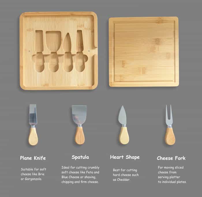 Wooden Cheese Board Gift Set