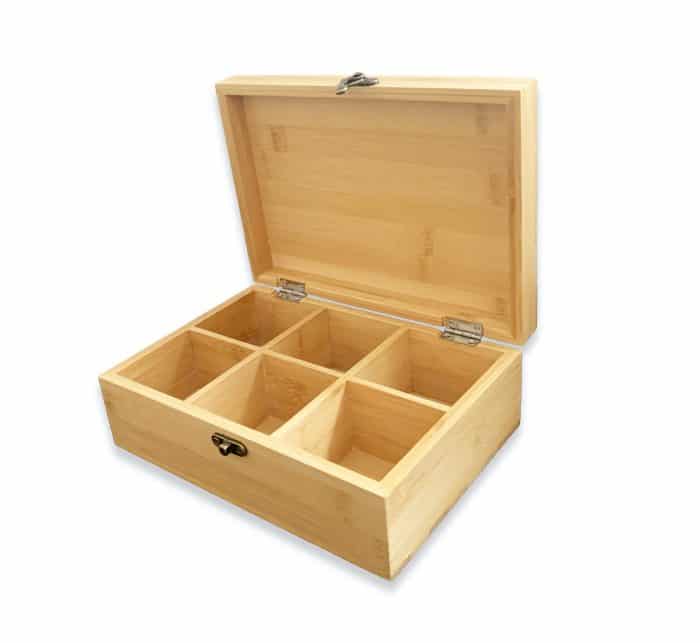 Wooden Storage Box With Lid - Wood Tea Box Organiser