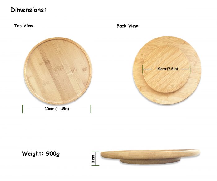 Wooden Turntable Tray – 30cm Large Lazy Susan Rotating Serving Platter