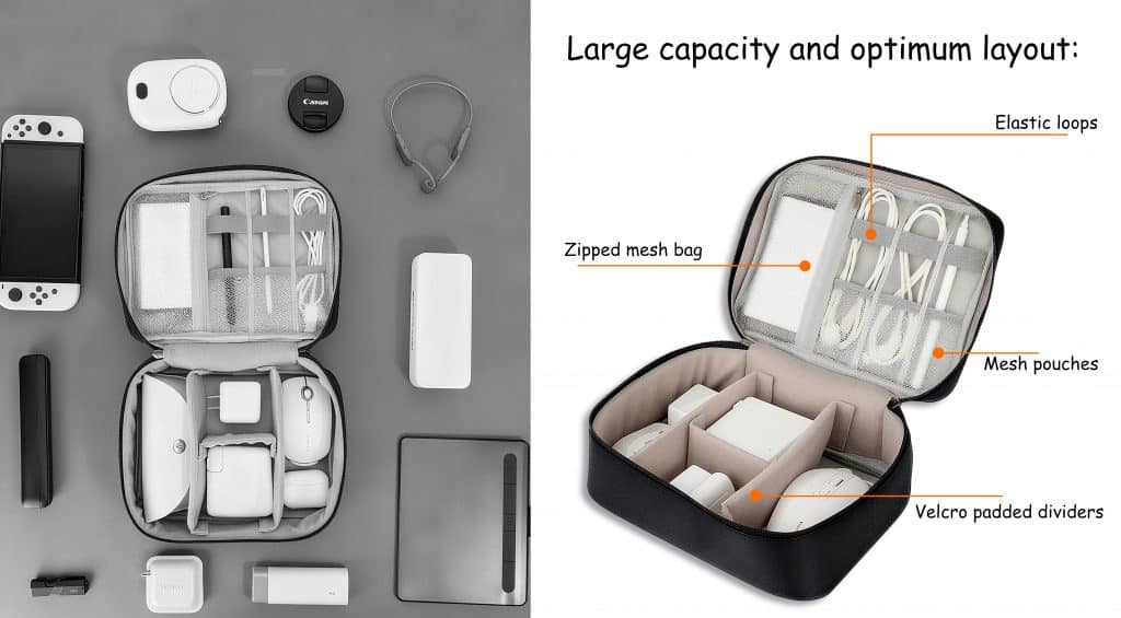 Travel Cube Packing Cube Gadget Bag for Holiday Essentials, Cables, Gameboy, Power Bank, USB Drive, Charger, Disk